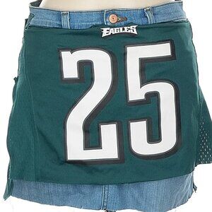 Reworked Philadelphia Eagles LeSean McCoy #25 Denim Mini Skirt Upcycle Y2K Style
